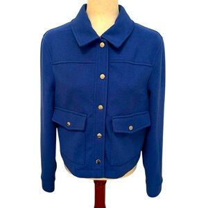 JOIE Felted Blazer Jacket Blue‎ Snap Buttons Sz Med
